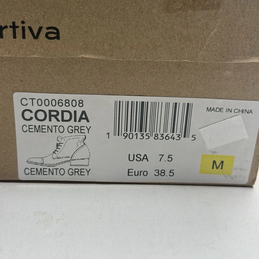 Comfortiva Cordia Women 7.5M Cemento Grey Leather Cap Toe Ankle Boots CT0006808